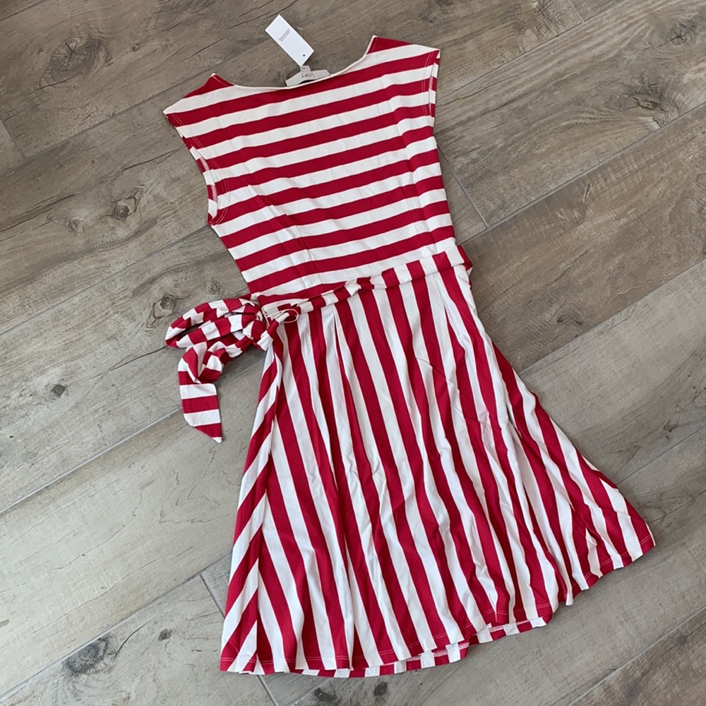 NWT Ann Taylor Loft striped tie waist dress - Picture 6 of 6